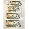Image 1 : LOT OF 4 - 1973 CND ONE DOLLAR BILLS - S/N IN SEQUENCE