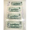 Image 2 : LOT OF 4 - 1973 CND ONE DOLLAR BILLS - S/N IN SEQUENCE