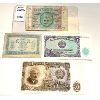 Image 1 : LOT OF 4 - BRIT MIL WWII 2 SHILLINGS & FRANCE 50 CENT BILL & 1951 SERBIA & BULGARIA (UNC)