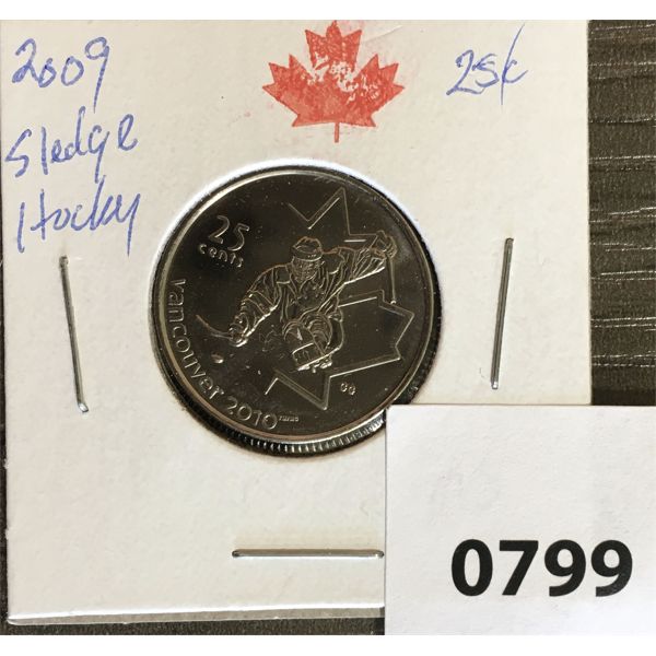 2009 OLYMPICS SLEDGE HOCKEY 25 CENT PIECE