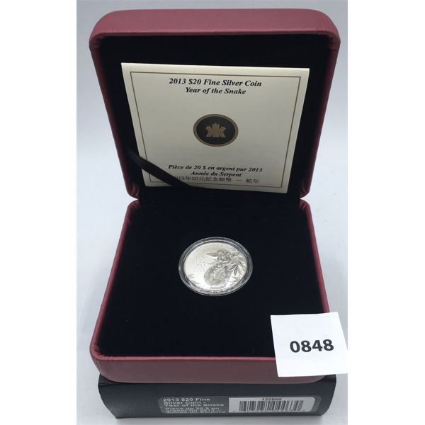 2013 $20 FINE SILVER COIN - PROOF