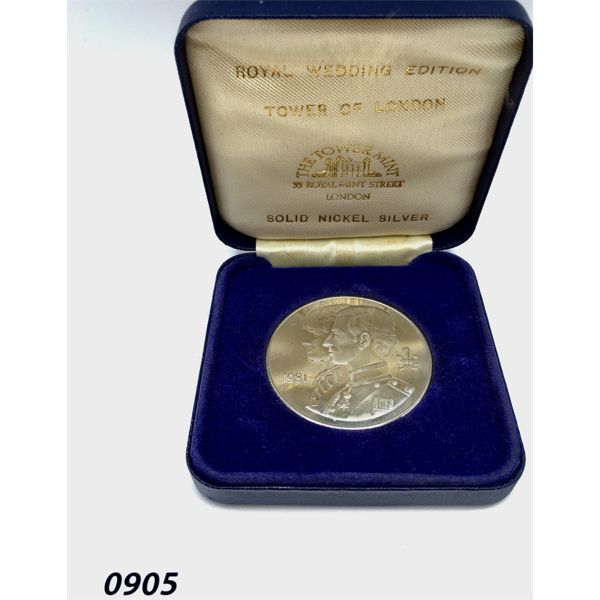 ROYAL WEDDING LADY DIANA AND PRINCE CHARLES - SOLID NICKEL SILVER 