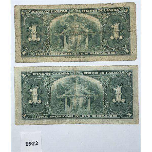 LOT OF 2 - 1937 CANADA $1 BILL