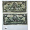 Image 2 : LOT OF 2 - 1937 CANADA $1 BILL