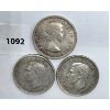 Image 2 : LOT OF 3 - CDN SILVER DOLLARS - 1949, 1951, 1954