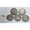 1106  LOT OF 5  CDN FIFTY CENT PIECES  1910, 16, 17, 19, 20