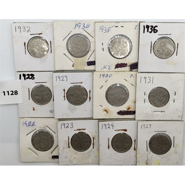 LOT OF 12 - CANADAIN NICKELS