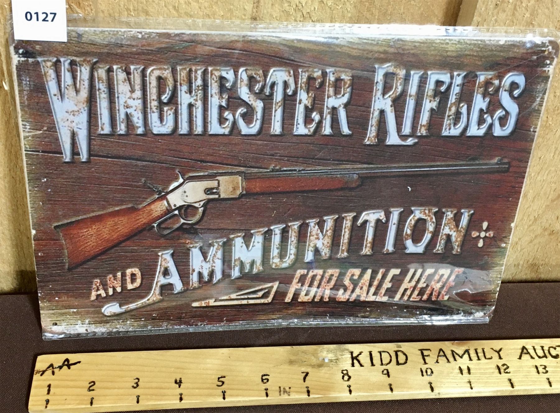 WINCHESTER RIFLES - REPRO TIN SIGN - 8 X 12 INCHES