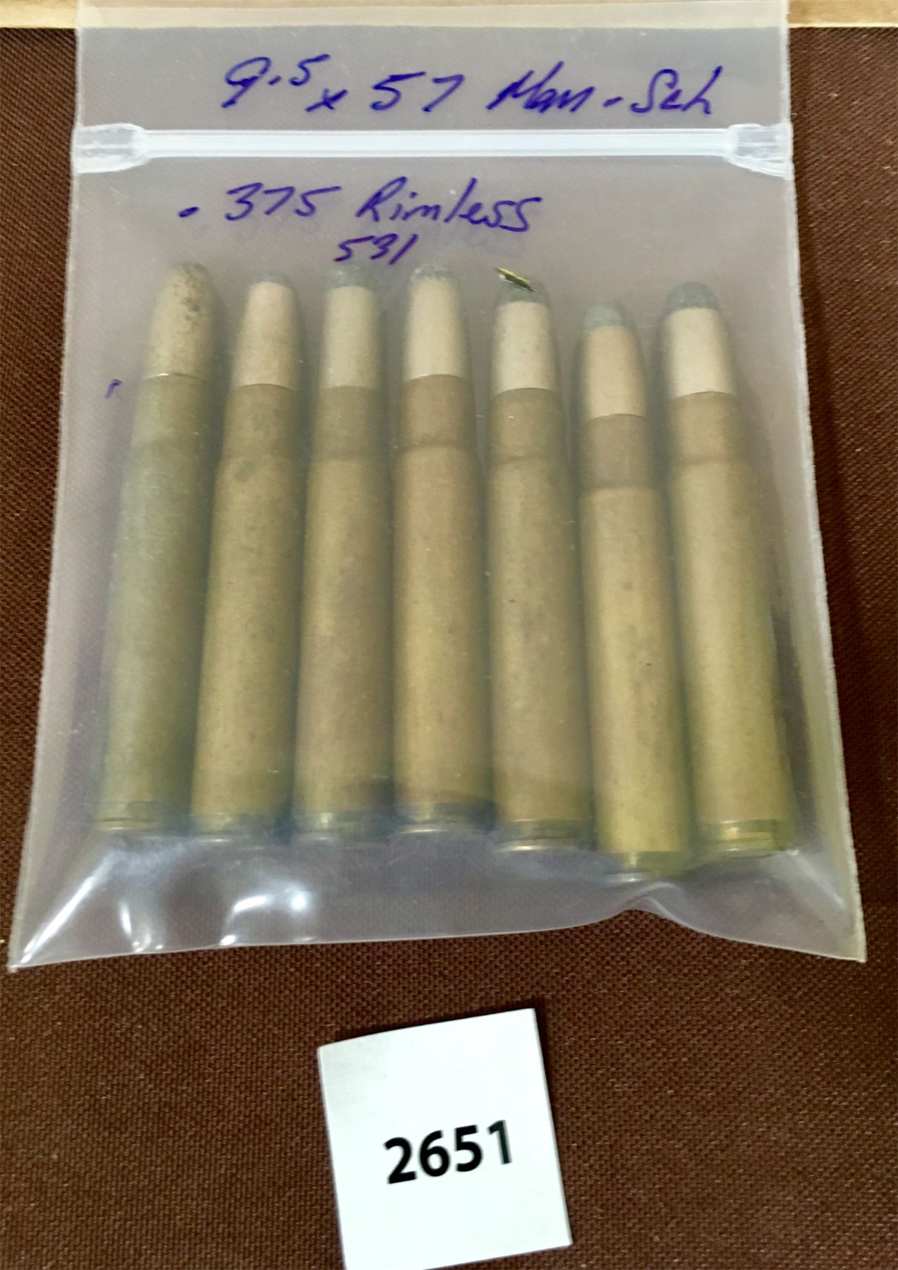 AMMO: 6X 9.5X56 MAN-SCH (375 RIMLESS)