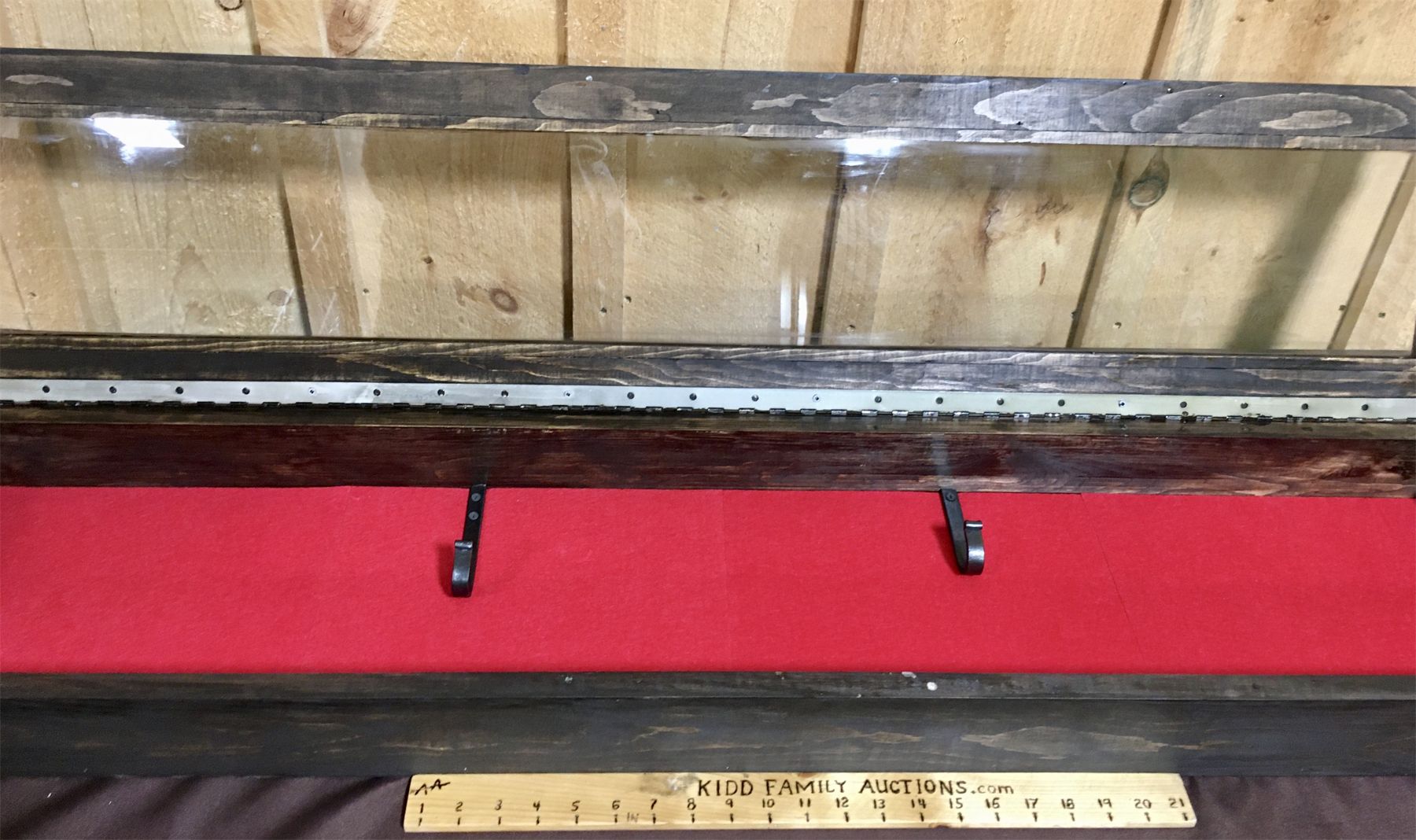 WOOD WITH FELT INTERIOR LONG GUN DISPLAY CASE