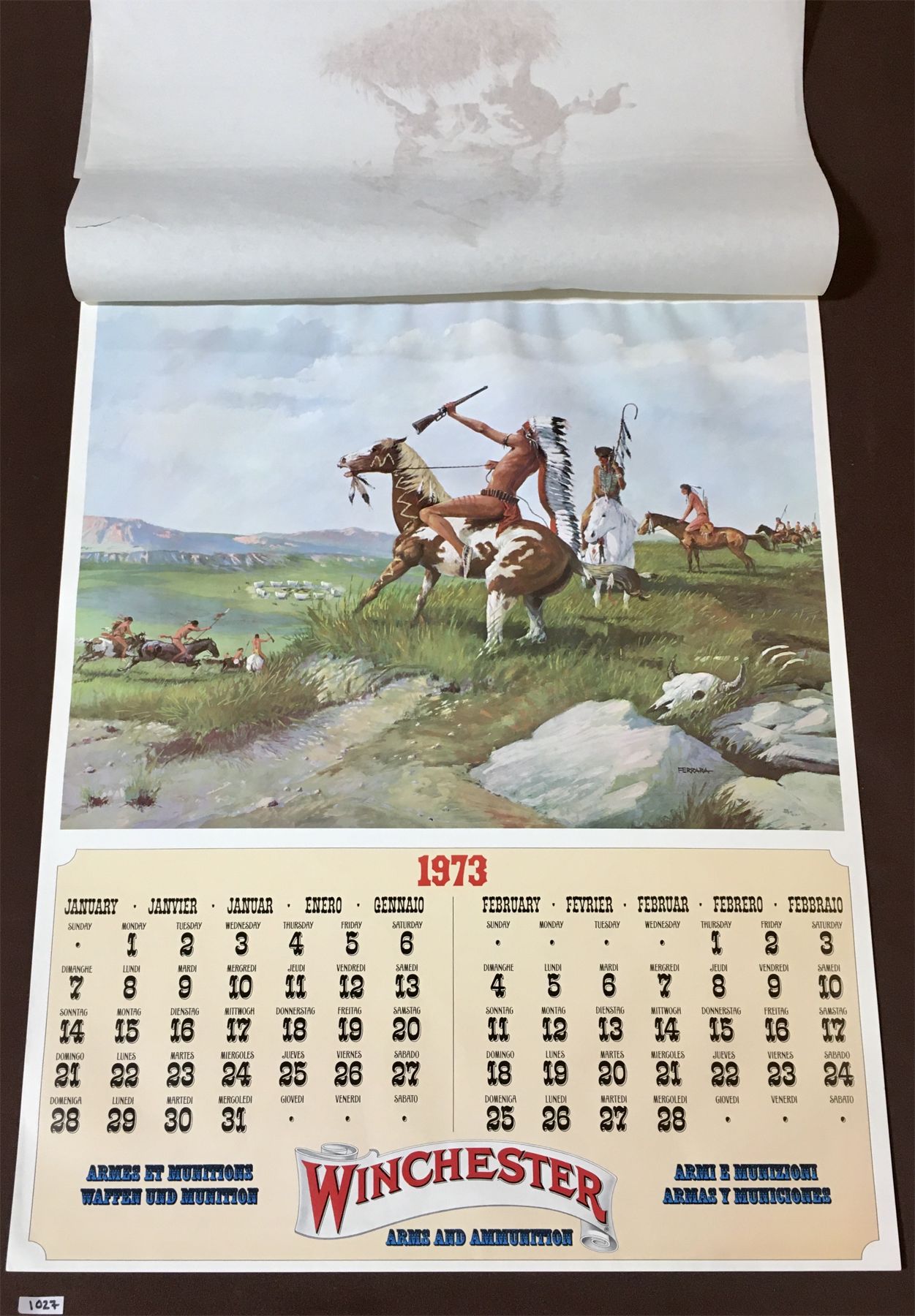 LOT OF 2 1971 & 1973 WINCHESTER CALENDARS NEW OLD STOCK SEE ALL