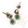 Image 1 : Genuine 1.22 ctw Emerald & Diamond Earrings 14K Gold