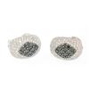 Image 5 : 18k Solid White Gold 3.60 ctw White & Black Diamond Drenched Dome Button Earring