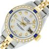 Image 1 : Rolex Ladies 2 Tone Silver Diamond & Sapphire Datejust Wristwatch