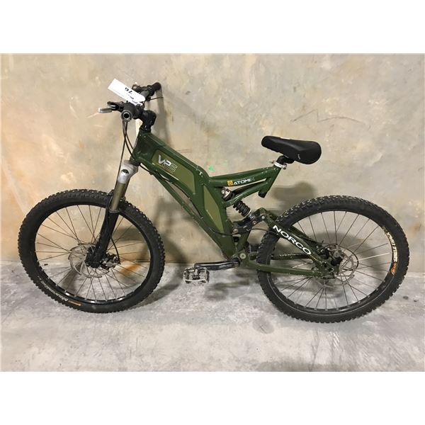 GREEN NORCO ATOMIK 8 SPEED, FULL SUSPENSION MOUNTAIN BIKE