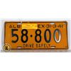 Image 1 : T#119  ALBERTA 1941 LICENCE PLATE 58-800 WW2 ERA