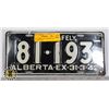 Image 1 : #120  ALBERTA 1942 LICENCE PLATE 81-193 WW2 ERA