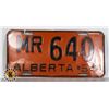 Image 1 : #128  ALBERTA 1954 LICENCE PLATE MR 640 CANADA