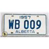 Image 1 : #130  ALBERTA 1957 LICENCE PLATE WB 009 CANADA