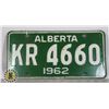 Image 1 : #135  ALBERTA 1962 LICENCE PLATE KR 4660 CANADA