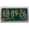 Image 1 : #140  ALBERTA 1968 LICENCE PLATE KB-89-26 CANADA