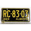Image 1 : #141  ALBERTA 1969 LICENCE PLATE RC-83-03 CANADA