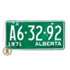 Image 1 : #143  ALBERTA 1971 LICENCE PLATE A6-32-92 CANADA