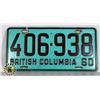 Image 1 : #150  BRITISH COLUMBIA B.C. 1960 LICENCE PLATE