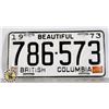 Image 1 : #152  BRITISH COLUMBIA B.C. 1973 LICENCE PLATE
