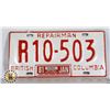 Image 1 : #153  REPAIRMAN BRITISH COLUMBIA B.C. 1981 LICENCE