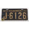 Image 1 : #173 NEW BRUNSWICK 1933 LICENCE PLATE J-6126