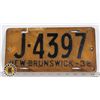 Image 1 : #174 NEW BRUNSWICK 1936 LICENCE PLATE J-4397