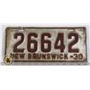 Image 1 : #175 NEW BRUNSWICK 1930 LICENCE PLATE 26642 EARLY