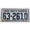 Image 1 : #195 U.S.A. AMERICAN LICENCE PLATE 1949 SOUTH