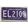 Image 1 : #198  U.S.A. AMERICAN LICENCE PLATE 1964 ILLINOIS