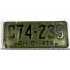 Image 1 : #211  RARE U.S.A. AMERICAN LICENCE PLATE 1929 OHIO
