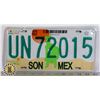 Image 1 : #220  MEXICAN LICENCE PLATE SONORA STATE UN72015