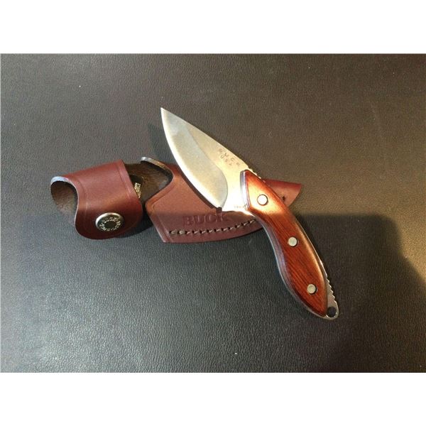 Wooden Handle Buck Knife With Case