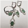 Image 1 : $600 Silver Rhodium Plated Emerald(6.4ct) Set