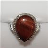 Image 1 : $300 Silver Diamond Red Tiger Eye(7.5ct) Ring