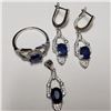 Image 1 : $600 Silver Rhodium Plated Sapphire(6.4ct) Set