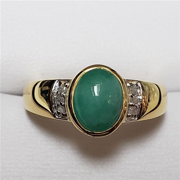 $200 Silver Diamond(0.12ct) Emerald(1.9ct) Ring