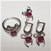 Image 1 : $520 Silver Rhodium Plated Ruby(4ct) Set