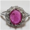 Image 1 : $220 Silver Rhodium Plated Ruby(2.6ct) Ring