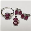 Image 1 : $500 Silver Rhodium Plated Ruby(8ct) Set