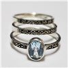 Image 1 : $120 Silver 3 Stackings Blue Topaz Marcasite Ring