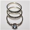 Image 2 : $120 Silver 3 Stackings Blue Topaz Marcasite Ring