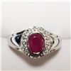 Image 1 : $150 Silver White Topaz Ruby(0.9ct) Ring