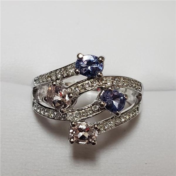 $300 Silver Morganite Tanzanite(5.1ct) Ring