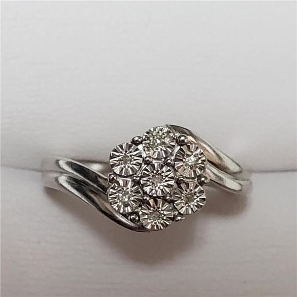$140 Silver 7 Diamonds Ring